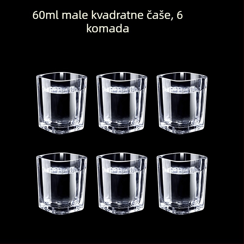 Prozirne čaše za alkoholna pića, oktagonalnog oblika, visoko postolje, set od 6–10 komada