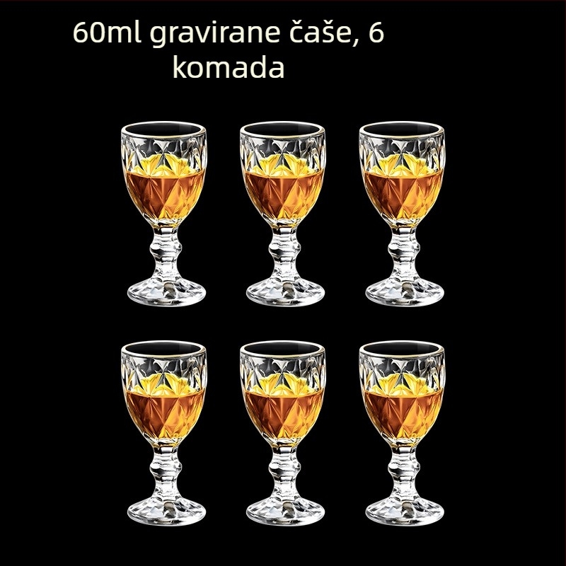 Prozirne čaše za alkoholna pića, oktagonalnog oblika, visoko postolje, set od 6–10 komada