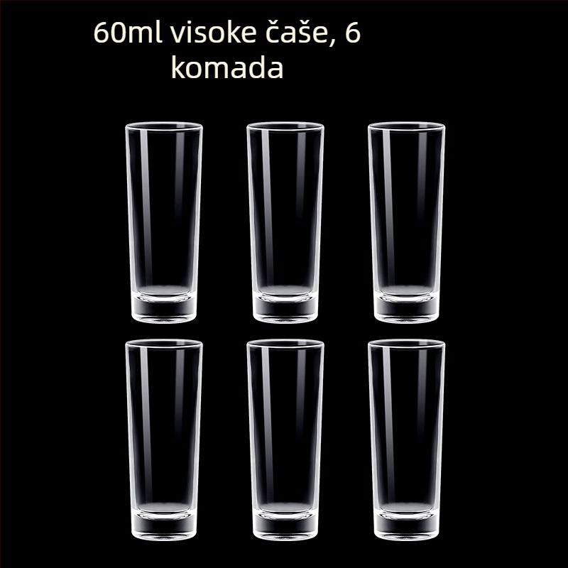 Prozirne čaše za alkoholna pića, oktagonalnog oblika, visoko postolje, set od 6–10 komada