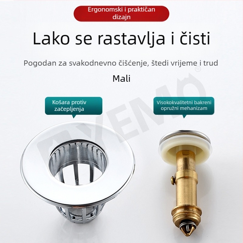 Čep za umivaonik koji propušta, Pribor za odvod umivaonika, Uskočna jezgra za umivaonik, Čep za umivaonik s utisnim čepom