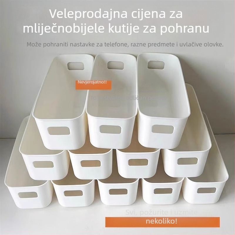 Jednostavna kućanska kutija za pohranu u mliječno bijeloj boji, višenamjenska ladica za pohranu na radnoj površini, organizirajte sitnice, pravokutna kutija za pohranu