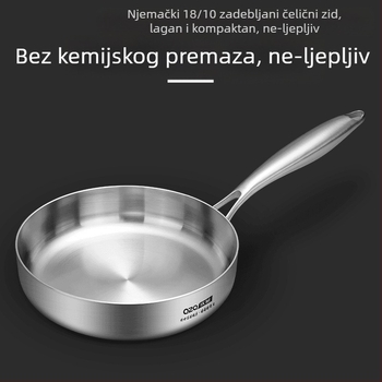 Mala tava od nehrđajućeg čelika 18-10, tava za omlet visoke kvalitete, indukcijsko kuhalo, plinski štednjak, može se koristiti s vrećicom za prženje u tavi