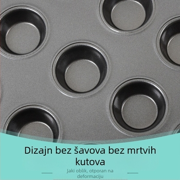 Neljepljivi kalup za pečenje od ugljičnog čelika s 24 šalice, sivo-crni, kalup za mini muffine i alate za pečenje, kalup za puding i tortu