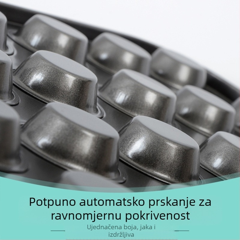Neljepljivi kalup za pečenje od ugljičnog čelika s 24 šalice, sivo-crni, kalup za mini muffine i alate za pečenje, kalup za puding i tortu