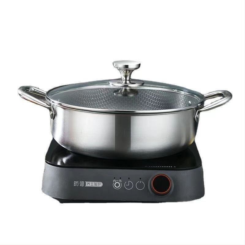 Saćasti lonac bez premaza, neprianjajući lonac, lonac za juhu od nehrđajućeg čelika velikog kapaciteta, dvoslojni parni kuhač za kućanstvo, univerzalni vrući lonac