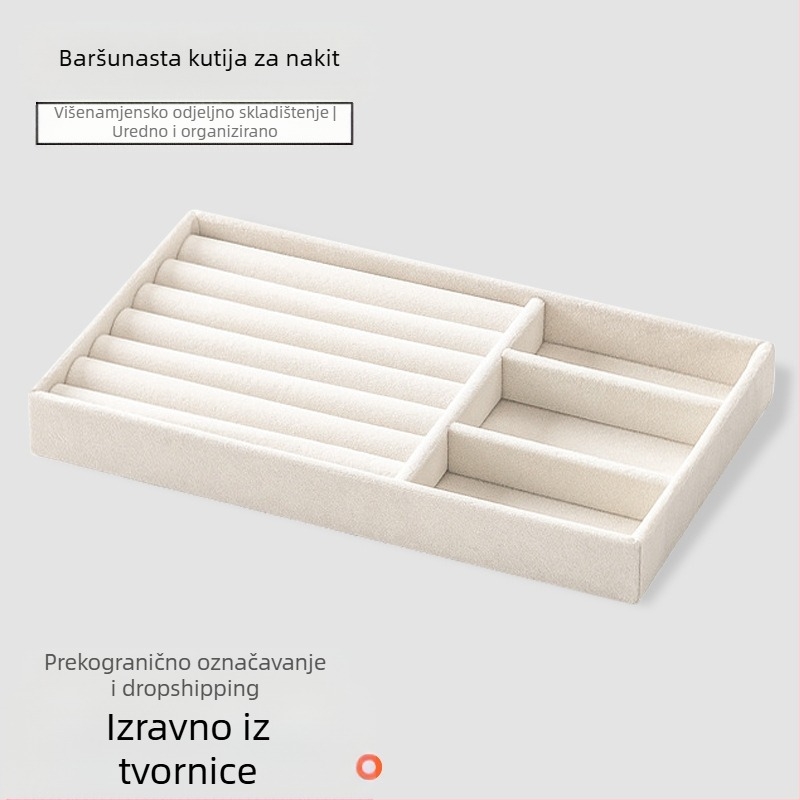 Prekogranična ladica za nakit, flanelski pladanj, mala veličina, kutija za nakit, naušnice, naušnice, prstenje, naušnice, ogrlice, kutija za pohranu