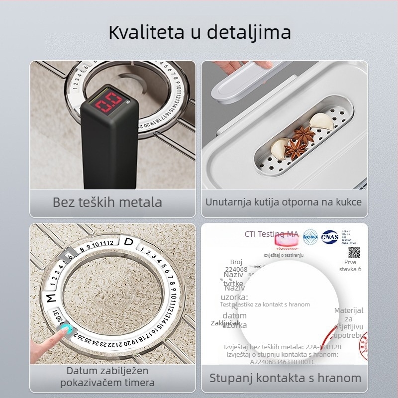 Jiabanshou posuda za rižu za kućnu upotrebu, zatvorena posuda za rižu otporna na insekte i vlagu, posebna kutija za pohranu, ugrađena posuda za brašno i rezance