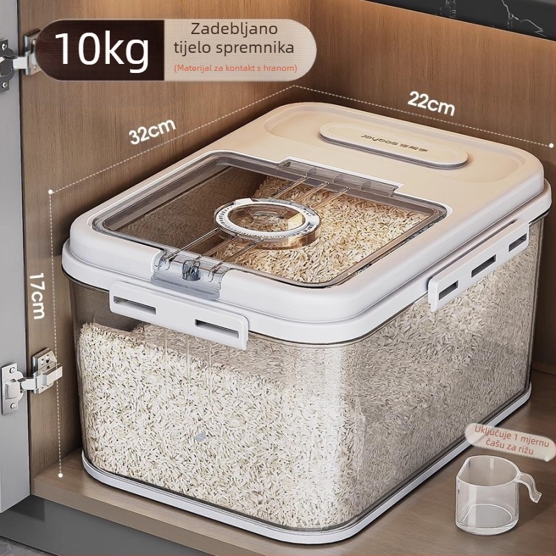 Jiabanshou posuda za rižu za kućnu upotrebu, zatvorena posuda za rižu otporna na insekte i vlagu, posebna kutija za pohranu, ugrađena posuda za brašno i rezance