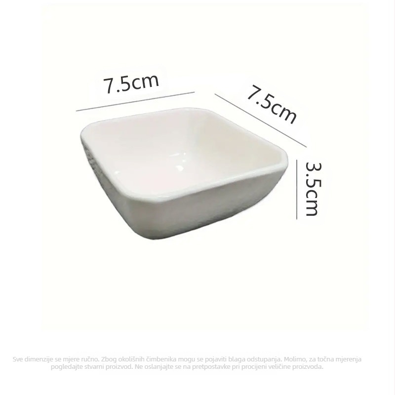Keramičko posuđe, posuda za soja umak, posuda za umak, posuda za začine, četvrtasta posuda za kućanstvo, kuhinja, bijela posuda za grickalice od 3 inča