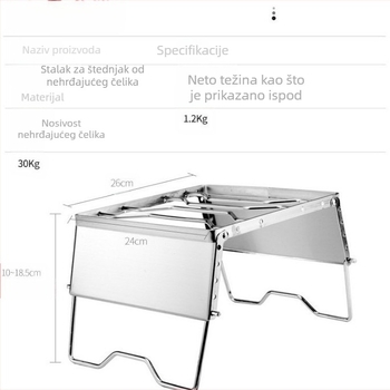 Sklopivi višenamjenski nosač za glavu roštilja od nehrđajućeg čelika, vjetrobransko staklo, prijenosni stalak za lonce za piknik