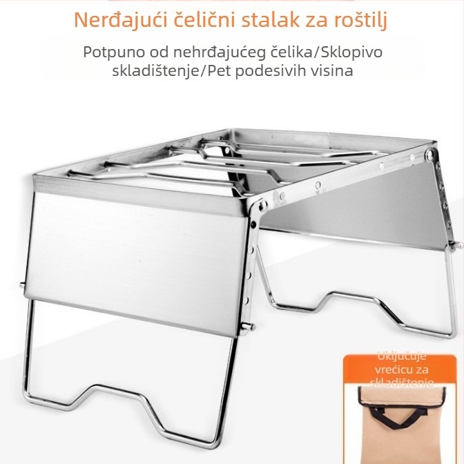 Sklopivi višenamjenski nosač za glavu roštilja od nehrđajućeg čelika, vjetrobransko staklo, prijenosni stalak za lonce za piknik