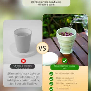 Prijenosna sklopiva čaša za vodu, prijenosna kompresijska čaša za ispiranje usta, silikonska putna, vanjska, kamperska, sklopiva čaša za zube prehrambene kvalitete