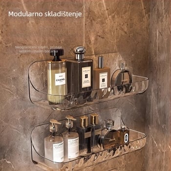 Akrilni stalak za pohranu u kupaonici, stalak za pohranu u kupaonici, zidni stalak za pohranu za umivaonik bez bušilica