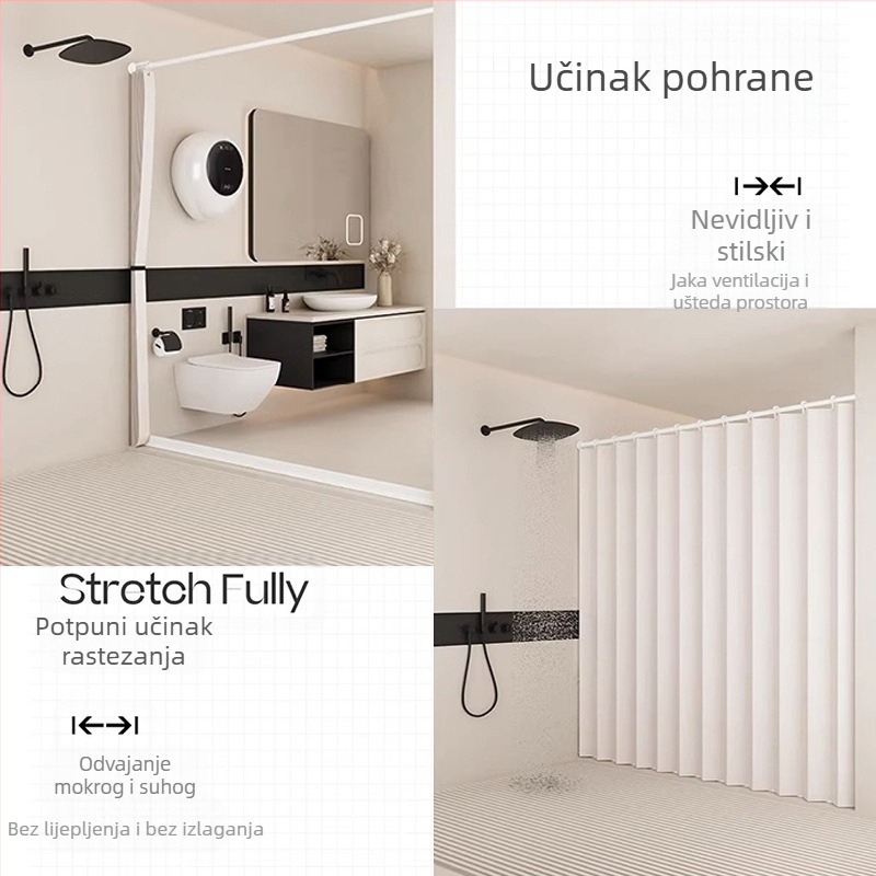 Sklopiva magnetska zavjesa za tuširanje, odijelo za kupaonska vrata, zavjesa za WC, nevidljiva pregradna zavjesa, vodootporna, plijesniva, izravna prodaja iz tvornice