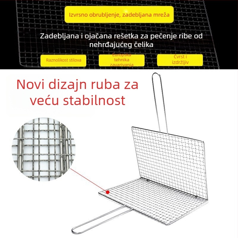 Proizvođač Veleprodaja Nehrđajućeg čelika Hvataljke za ribu s roštilja Hvataljke za mrežu za roštilj Vanjska mreža za roštilj Kvadratni roštilj Alati za roštilj