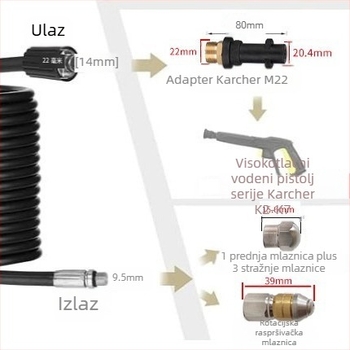 Prekogranična visokotlačna perilica automobila Kach serije K, popularna među prodavateljima, za čišćenje kanalizacijskih cijevi, rotirajuća mlaznica za otpadne štakore