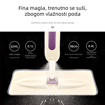 Mop s raspršivačem koji se ne savija, rotirajući ravni mop, lijeni mop bez savijanja, dezinfekcijski sprej, blago vlažni sprej, horizontalni mop s raspršivačem