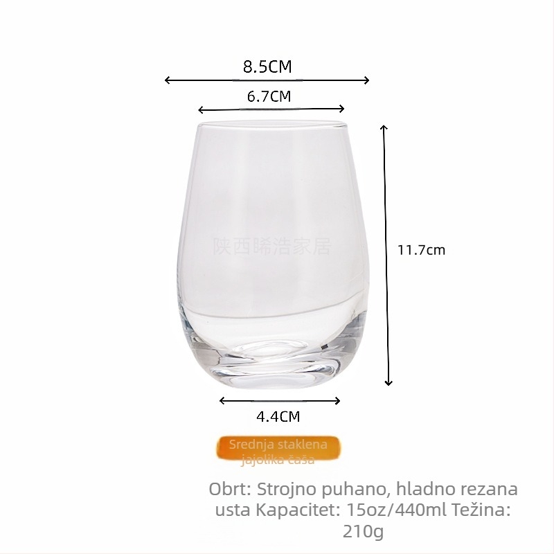 Staklena čaša za crno vino u obliku jajeta bez hvatišta, čaša za aromaterapiju, čaša za svijeće u obliku jajeta, 473 ml, galvanizirana, oslikana sprejem, prozirna staklena čaša za jaja