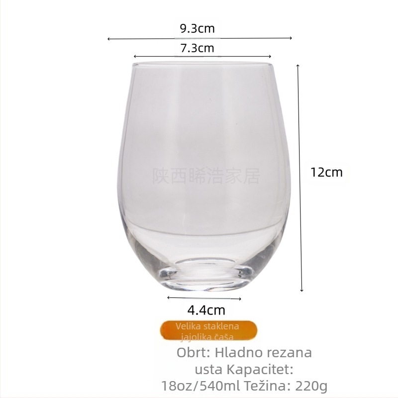 Staklena čaša za crno vino u obliku jajeta bez hvatišta, čaša za aromaterapiju, čaša za svijeće u obliku jajeta, 473 ml, galvanizirana, oslikana sprejem, prozirna staklena čaša za jaja