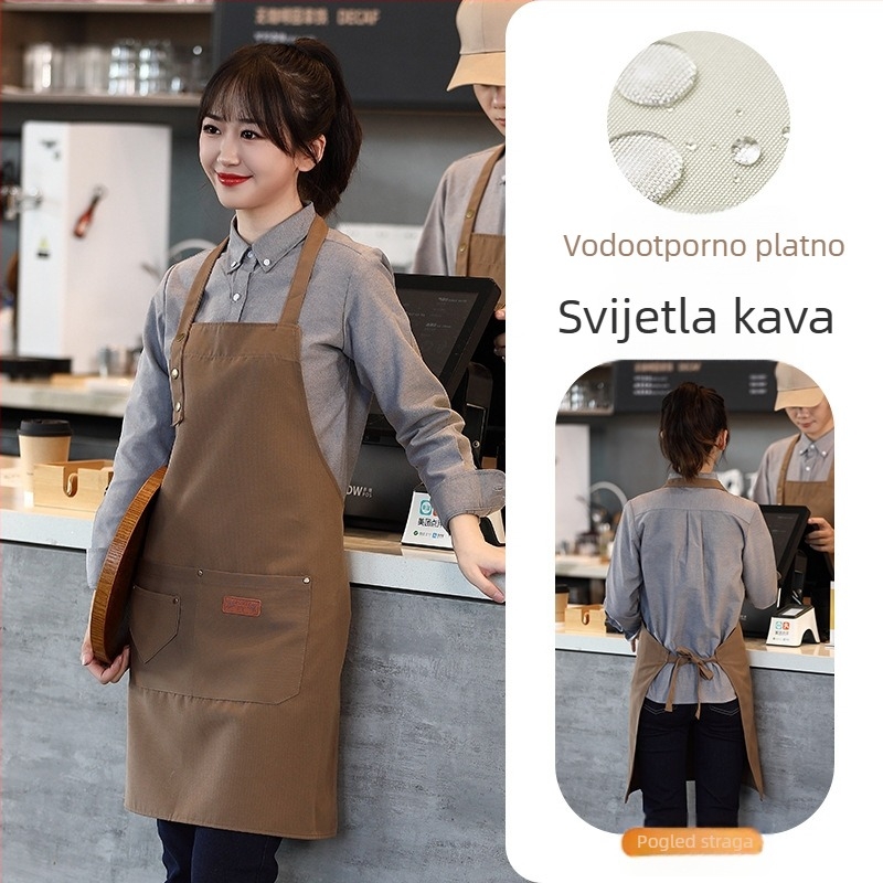 Vodootporna platnena pregača s logotipom, ugostiteljska oprema, namjenski barista, trgovina čajem od mlijeka, manikura, kuhinjski kombinezon za žene