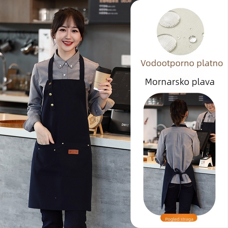 Vodootporna platnena pregača s logotipom, ugostiteljska oprema, namjenski barista, trgovina čajem od mlijeka, manikura, kuhinjski kombinezon za žene
