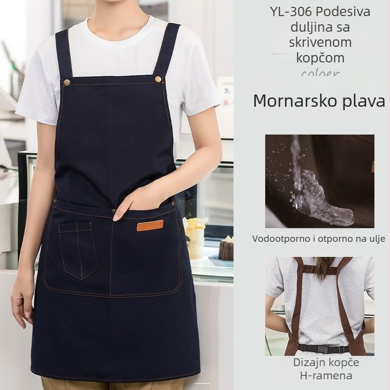 Vodootporna platnena pregača s logotipom, ugostiteljska oprema, namjenski barista, trgovina čajem od mlijeka, manikura, kuhinjski kombinezon za žene