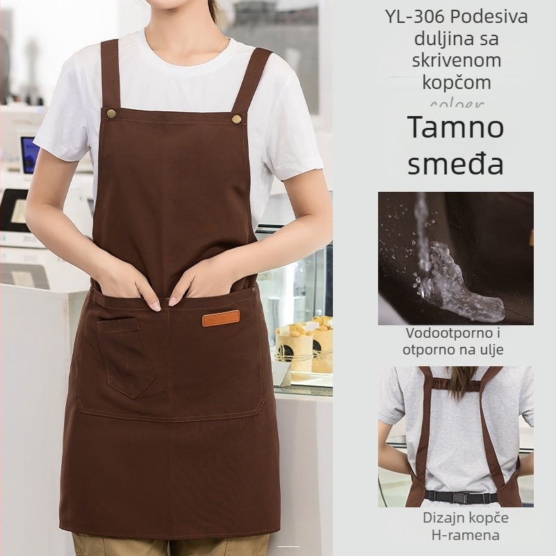 Vodootporna platnena pregača s logotipom, ugostiteljska oprema, namjenski barista, trgovina čajem od mlijeka, manikura, kuhinjski kombinezon za žene