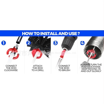 Komplet za čišćenje ventilacije s fleksibilnom četkom za sušenje dimnjaka s električnom bušilicom i priborom za bušilice