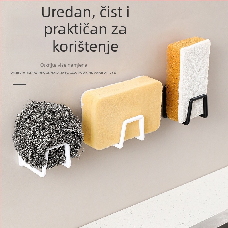 Stalak za sudoper bez bušenja, kuhinjski sudoper, čelična kuglasta krpa, poklopac od lonca, zidni stalak za odlaganje, stalak za odvod