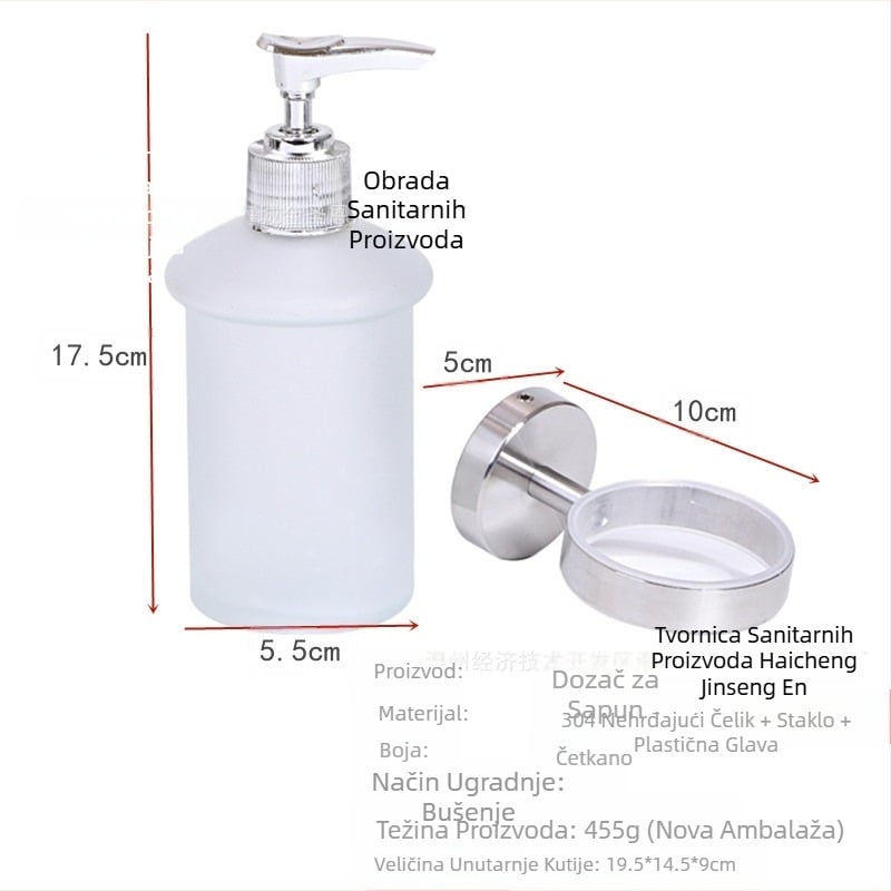 Prekogranični zidni dozator sapuna od nehrđajućeg čelika 304 s ručnim izvlačenjem žice, boca od 200 ml, boca s gelom za tuširanje za šampon i dezinfekcijsko sredstvo za ruke