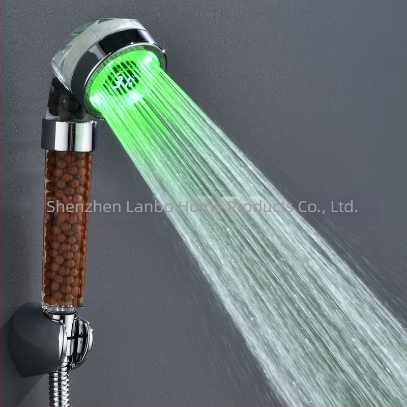 LED digitalni zaslon tuš glave s negativnim ionima, digitalni zaslon, svjetleći zaslon s promjenom boje, zaslon temperature tuša, mlaznica za tuš 8008-S23