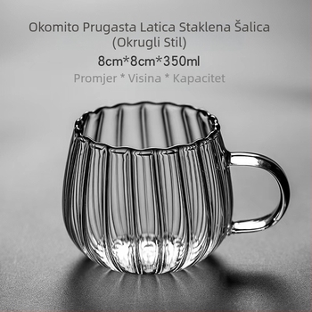 Šalica od prugastog stakla s visokim borosilikatnim okomitim prugastim uzorkom latica za ručku za kućni ured, šalica za kavu, šalica za mlijeko, šalica za čaj