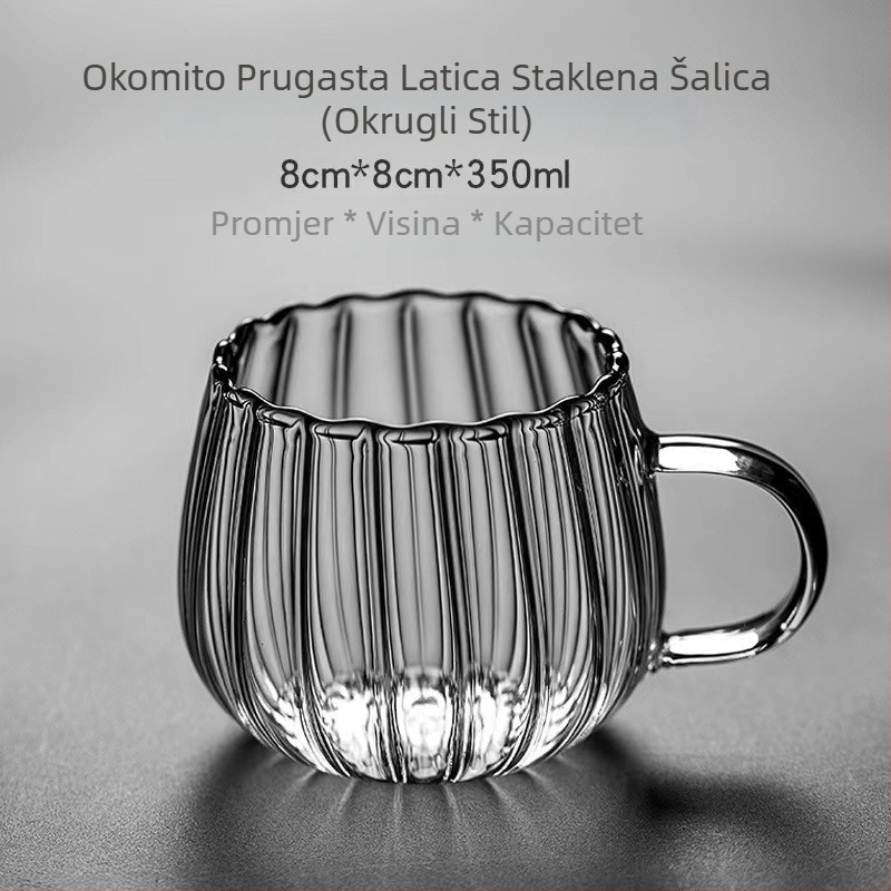 Šalica od prugastog stakla s visokim borosilikatnim okomitim prugastim uzorkom latica za ručku za kućni ured, šalica za kavu, šalica za mlijeko, šalica za čaj