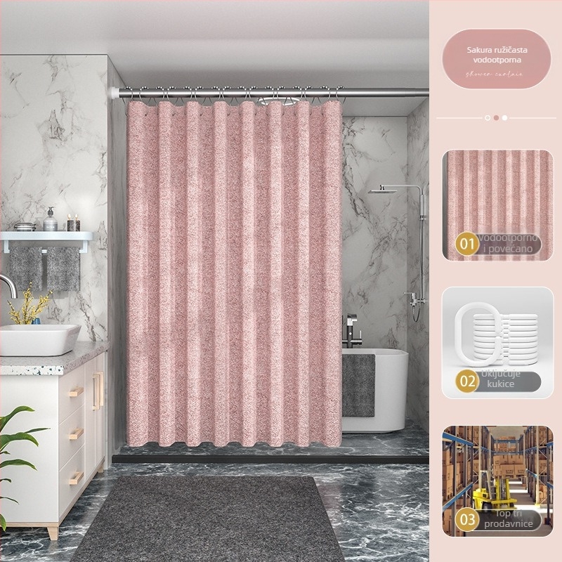 Izravna opskrba iz tvornice preko granice, 230 g zadebljane imitacije lana za tuširanje, vodootporne i otporne na plijesan, poliesterske tkanine za kupaonicu, spremne zalihe