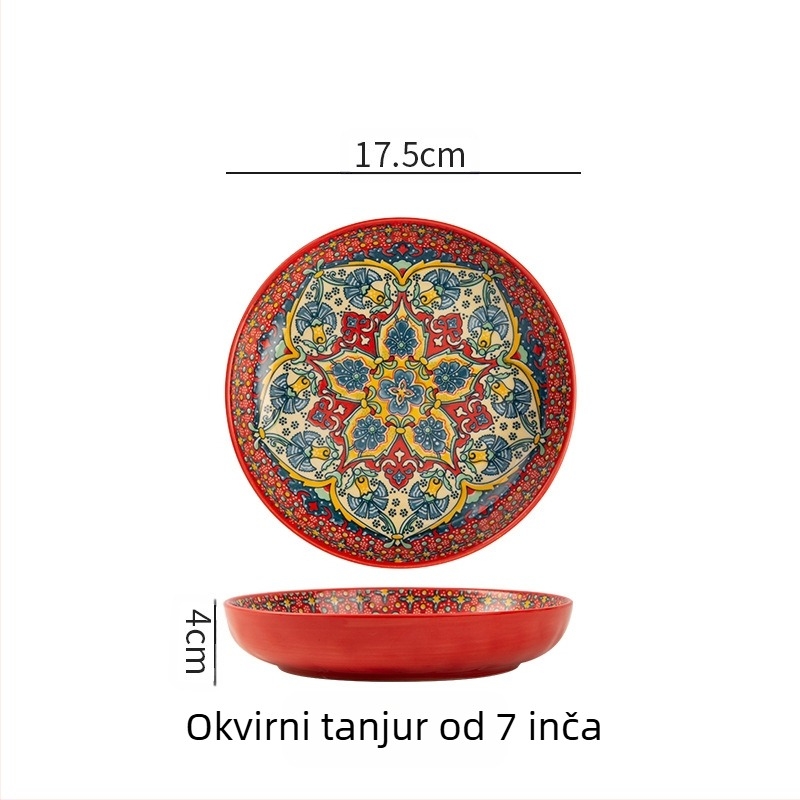 Boemski keramički tanjur, visokokvalitetni kućanski kreativni tanjur, voćni tanjur, tanjur za odrezak, duboki tanjur, disk za jelo
