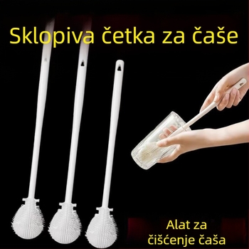 Silikonska četka za čaše s dugom ručkom, čišćenje, sklopiva mala četka s čašama za vodu, stroj za lomljenje, posebna četka za čišćenje razmaka