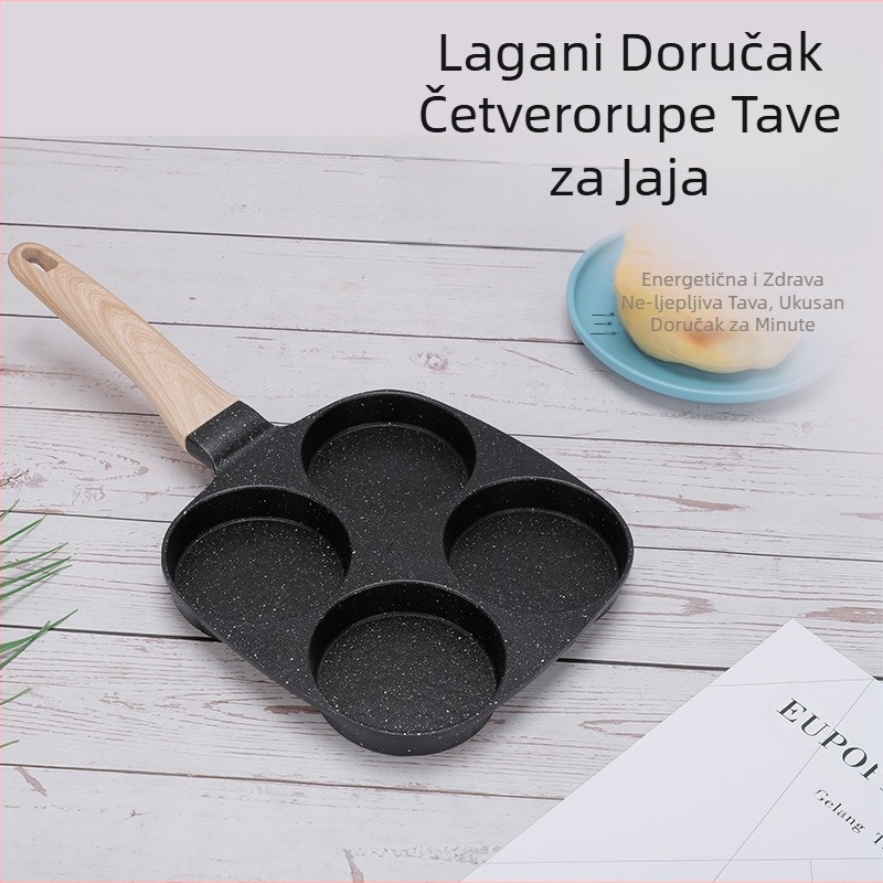 Kućanska tava za doručak, kalup za palačinke s jajima, tava za pržena jaja s četiri rupe, stroj za pržena jaja, tava s neprianjajućim slojem