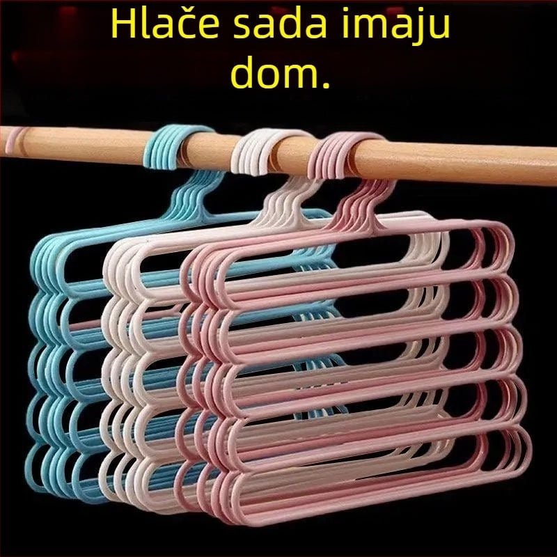 Petoslojni stalak za hlače, ormar za pohranu artefakata, zadebljana neklizajuća vješalica za pohranu, kopča za hlače, kućanstvo, vješanje hlača za odrasle