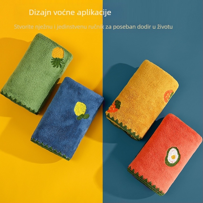 Crtani ručnik s vezom od koraljnog flisa veleprodaja voćnog vez upijajući zadebljani ručnik za lice za odrasle brzosušeći ručnik za lice