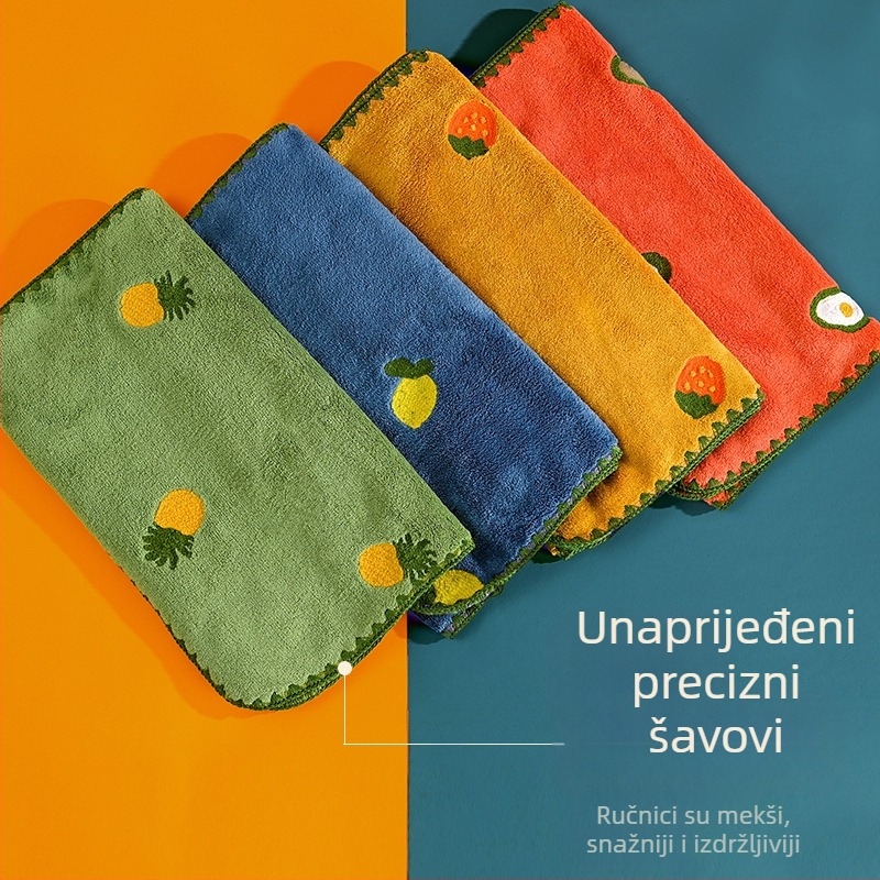 Crtani ručnik s vezom od koraljnog flisa veleprodaja voćnog vez upijajući zadebljani ručnik za lice za odrasle brzosušeći ručnik za lice