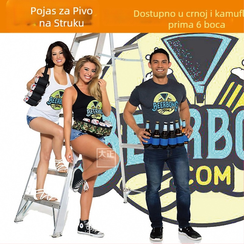 Torba za pohranu pića na zalihi, torba za pojas, može držati 6 limenki pića, piva, pojas za pivo