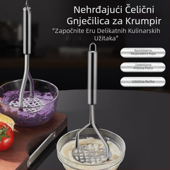 Kuhinjska gnječilica za krumpir od nehrđajućeg čelika, kućanska preša za krumpir, ručna gnječilica za krumpir, alat za dodatak dječjoj hrani