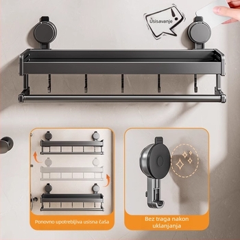 Stalak za odlaganje vakuumske čaše za WC školjku, kupaonski WC ručnici, gel za tuširanje, šampon, stalak za odlaganje kozmetike, bez bušilice