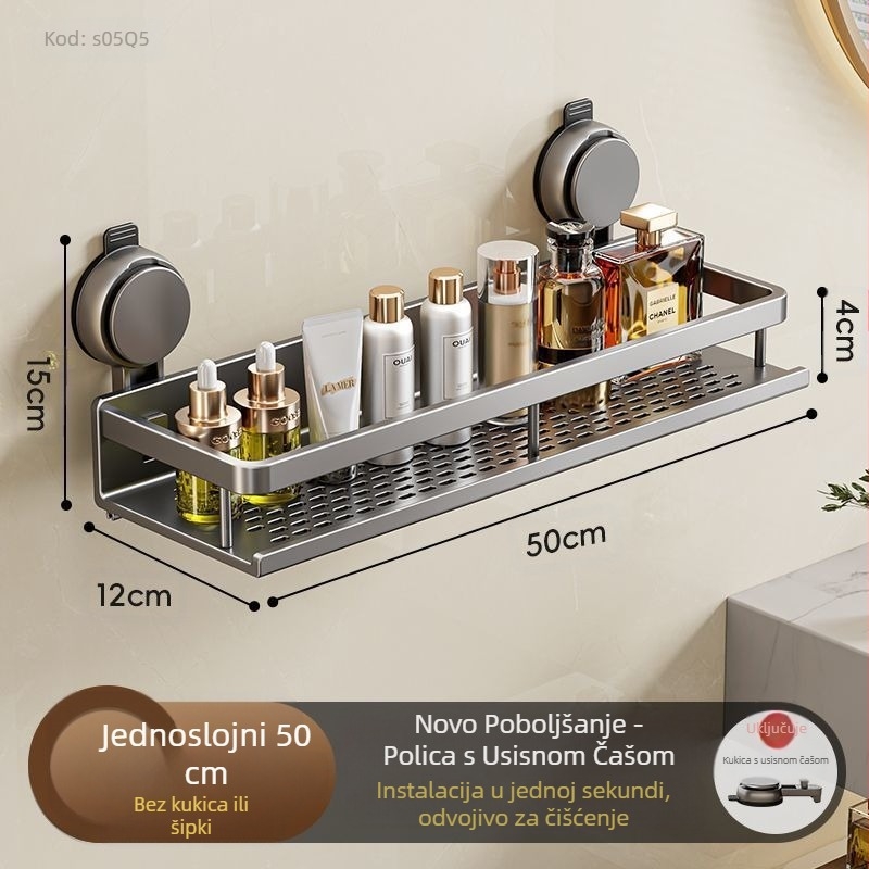 Stalak za odlaganje vakuumske čaše za WC školjku, kupaonski WC ručnici, gel za tuširanje, šampon, stalak za odlaganje kozmetike, bez bušilice
