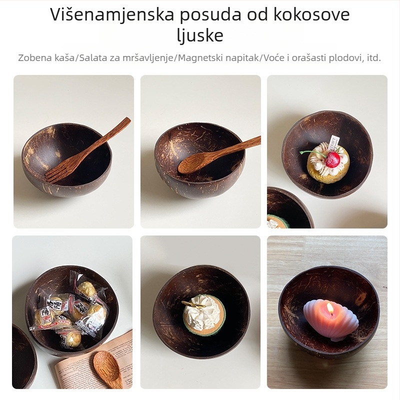 Prirodna vijetnamska hainanska stara zdjela od kokosovih ljuski Posuđe za jelo Zdjela za rižu Desert Šećer Voda Doručak Lagana salata Zdjela za voće