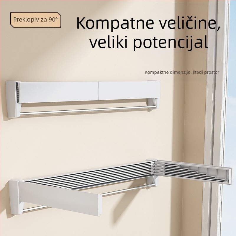 Nevidljivi stalak za sušenje odjeće za kupaonicu, unutarnji balkon, sklopivi zidni teleskopski stalak za ručnike, artefakt za sušenje odjeće