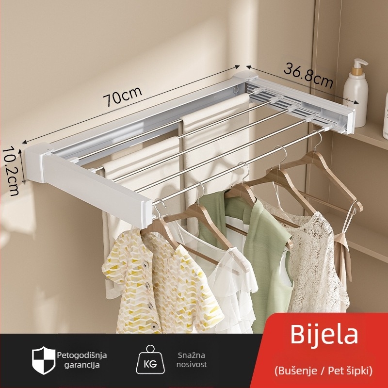 Nevidljivi stalak za sušenje odjeće za kupaonicu, unutarnji balkon, sklopivi zidni teleskopski stalak za ručnike, artefakt za sušenje odjeće