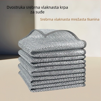 Čelična žičana krpa s kuglicama, čelična žičana krpa za suđe, čišćenje kuhinje, posebna srebrna žica, četka bez ulja, krpa za suđe od tave