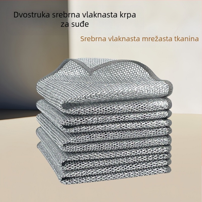 Čelična žičana krpa s kuglicama, čelična žičana krpa za suđe, čišćenje kuhinje, posebna srebrna žica, četka bez ulja, krpa za suđe od tave