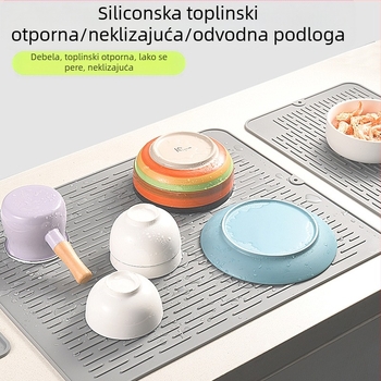 Silikonska prostirka za odvod za kuhinjsku radnu površinu, podloga za podmetač, prostirka za blagovaonski stol, neklizajuća daska za rezanje, fiksna toplinska izolacijska prostirka, podloga za lonce, podloga za zdjele, antipermanentna prostirka